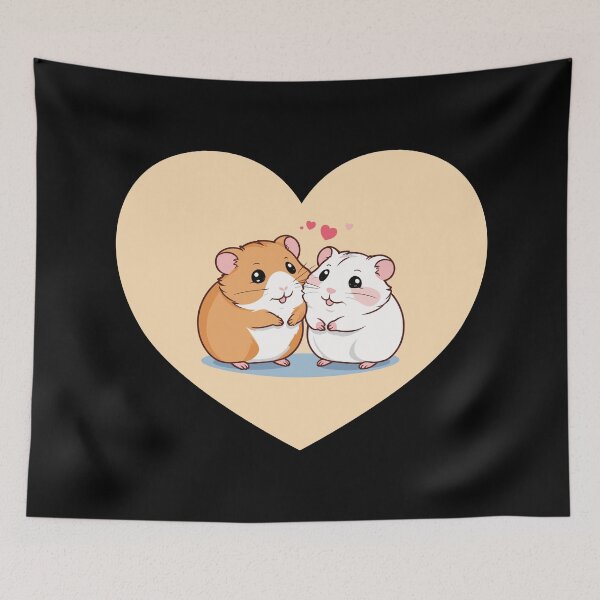 Item preview, A hamsters couple falling in love framed in the shape of a heart designed and sold by twisted-dot.