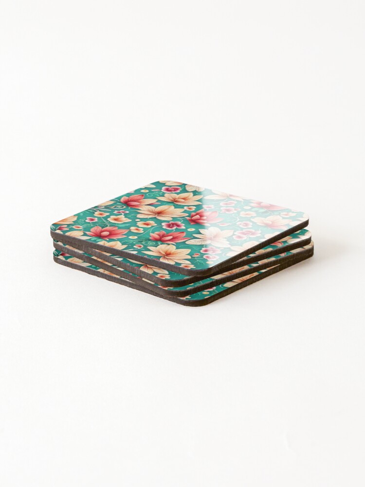 Thumbnail 4 of 5, Coasters (Set of 4), Floral pattern designed and sold by PictureCanvas.