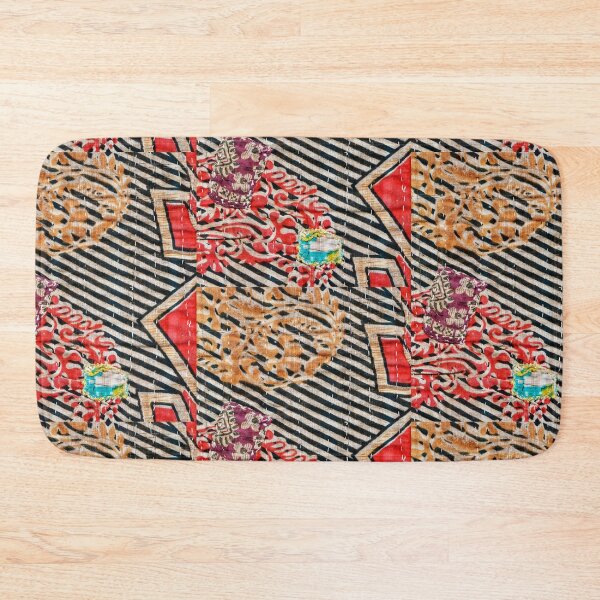 Item preview, Vintage Kantha Quilted Fabric - Red and Black designed and sold by Nikki Fortuin Arts & Crafts.