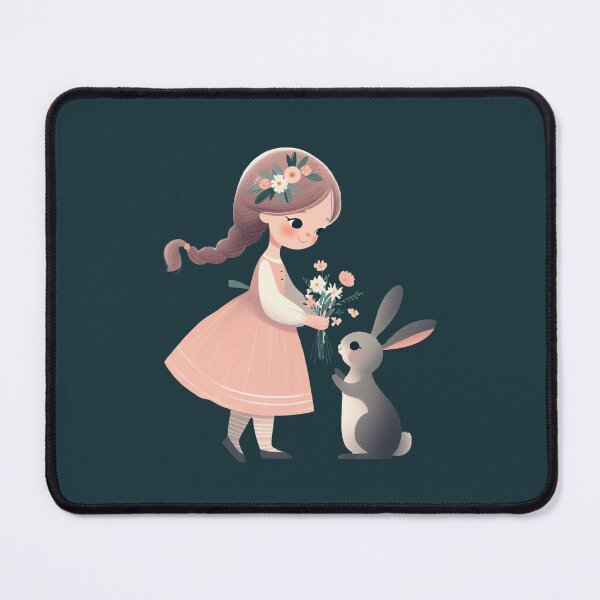 Item preview, Holiday Gift: Little Girl Presents Bunny with Flowers designed and sold by BorczVisuals.