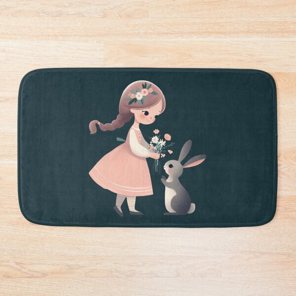 Item preview, Holiday Gift: Little Girl Presents Bunny with Flowers designed and sold by BorczVisuals.