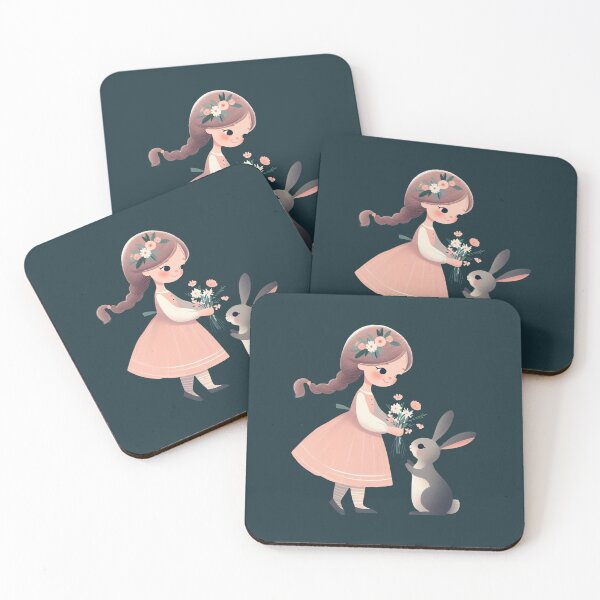Item preview, Holiday Gift: Little Girl Presents Bunny with Flowers designed and sold by BorczVisuals.