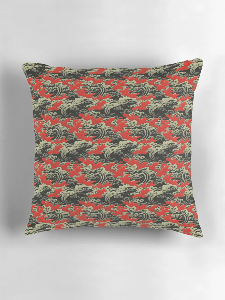 Thumbnail 3 of 4, Pillow, Japanese wave Pattern  designed and sold by DestoPattern.