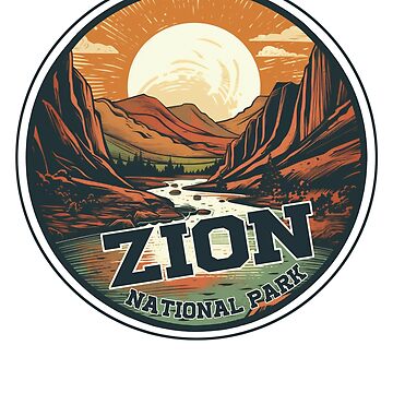 Artwork thumbnail, Zion National Park Retro Hiking Vintage 80s Style by Linda Roisum