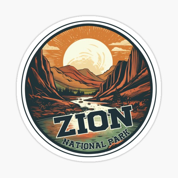 Zion National Park Retro Hiking Vintage 80s Style Sticker