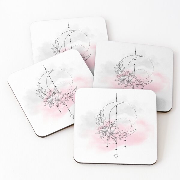 Item preview, Pink And Grey Flowers and Moon Aesthetics designed and sold by AestHenni17.
