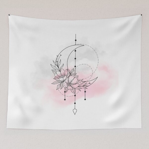 Item preview, Pink And Grey Flowers and Moon Aesthetics designed and sold by AestHenni17.