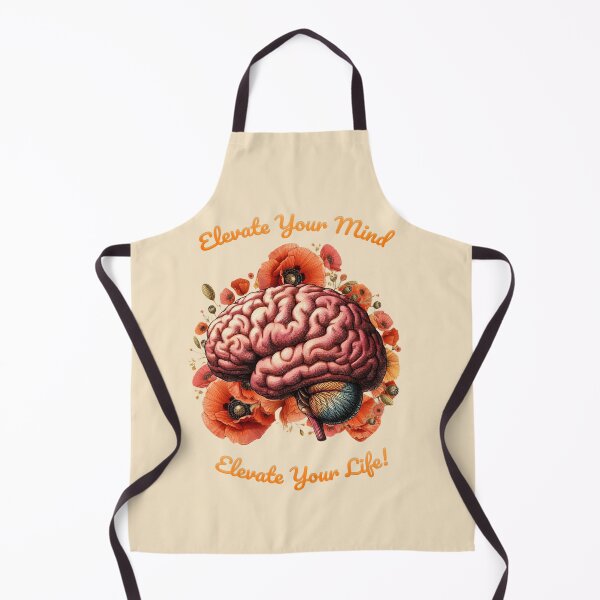 Item preview, Elevate Your Mind, Elevate Your Life, motivational quote, cultivating Mental Health and Wellness, poppies floral brain designed and sold by Collagedream.
