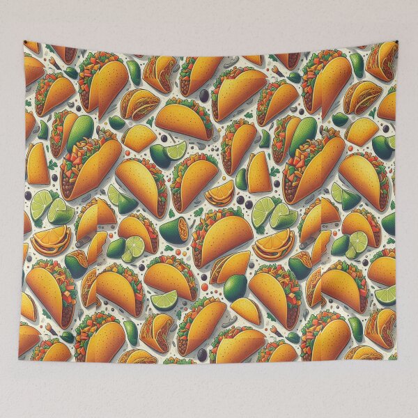 Item preview, Tacos and Lemon - Food Pattern  designed and sold by PatternInArt.