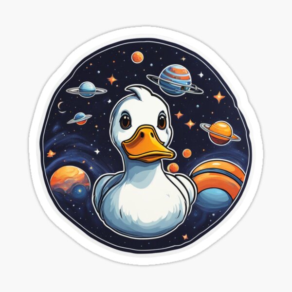 Item preview, Space Duck Sticker designed and sold by PooArtCrafts.