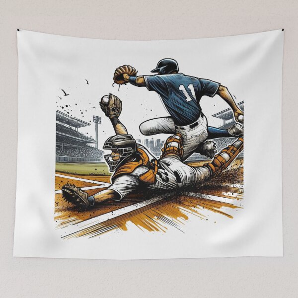 Item preview, attacking team sliding into home plate from the third base,  designed and sold by PaintMeWorld.