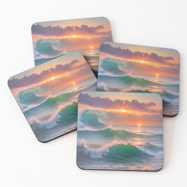 Item preview, Great wave and ocean sunset designed and sold by treatsntrinkets.
