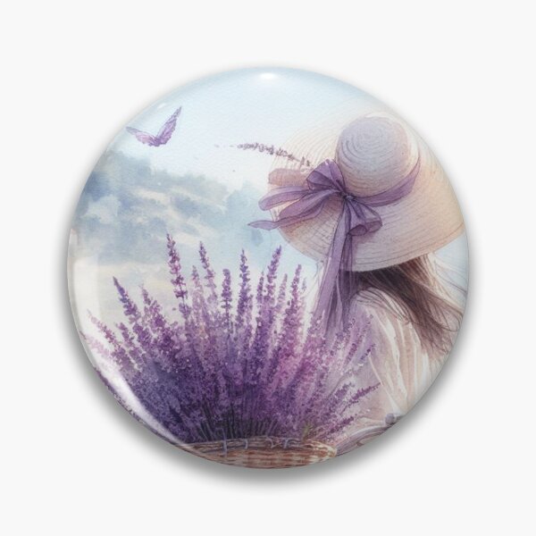 Item preview, Girl with Bicycle picking Lavender Summer landscape designed and sold by ArtUnova.