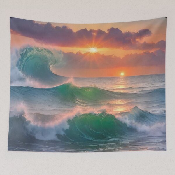 Item preview, Great wave and ocean sunset designed and sold by treatsntrinkets.