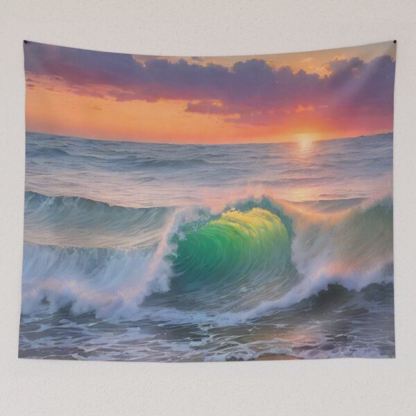 Item preview, Great wave and ocean sunset 2 designed and sold by treatsntrinkets.