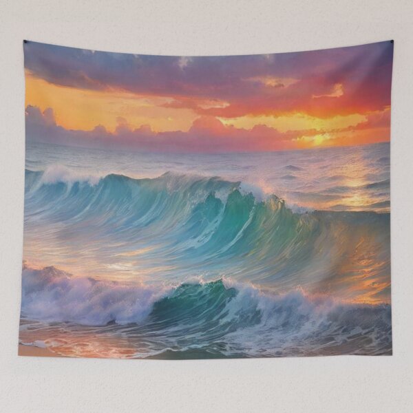 Item preview, Great wave and ocean sunset 3 designed and sold by treatsntrinkets.