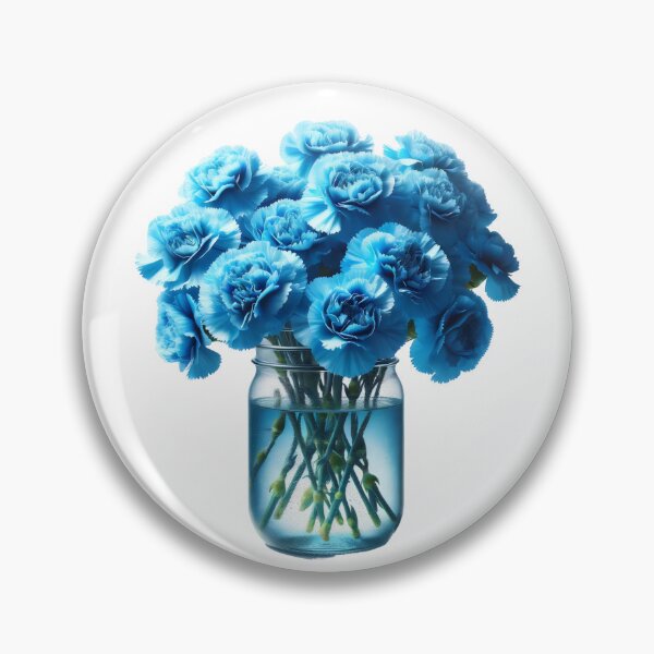 Item preview, Mason Jar with Flowers, blue carnations designed and sold by Truck Stop One.