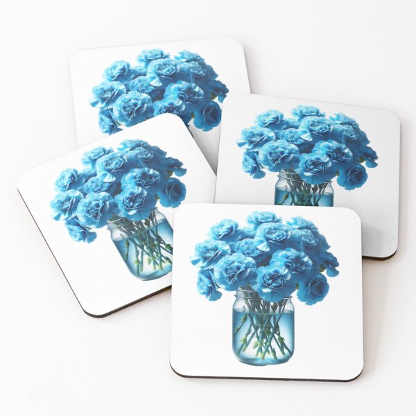 Item preview, Mason Jar with Flowers, blue carnations designed and sold by Truck Stop One.