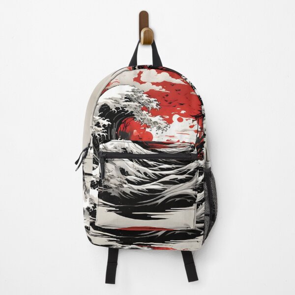 Item preview, Crimson Wave Serenity: Japanese Great Wave in Ink designed and sold by WAUZ.