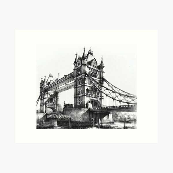 Item preview, Architectural Majesty Tower Bridge in Charcoal Sketch designed and sold by irek07.