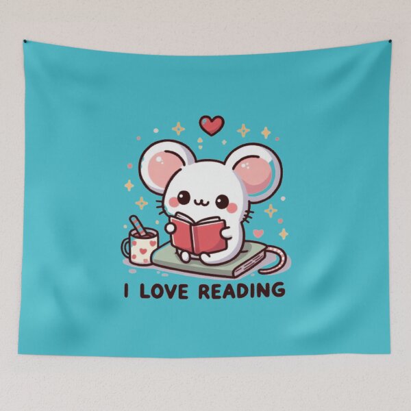 Item preview, "I love reading" cute mouse reading books designed and sold by Culmika.