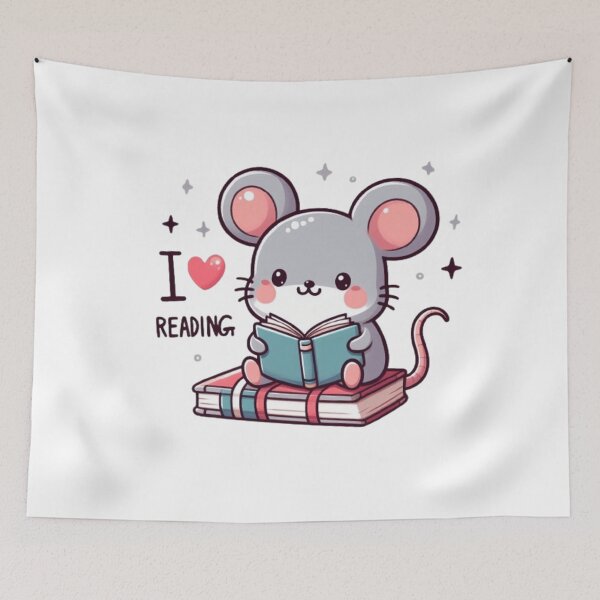 Item preview, "I love reading" cute mouse reading books designed and sold by Culmika.