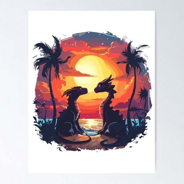 Artikelvorschau, Sunset Dragons Beach Couple entworfen und verkauft von DragonFantasia.