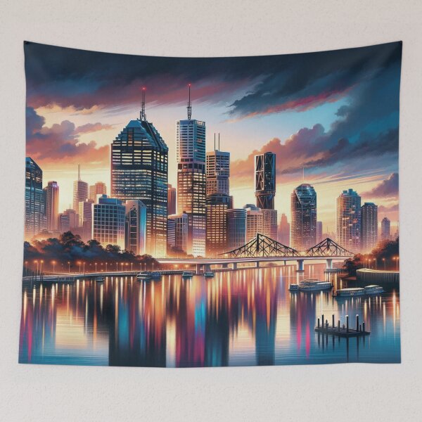 Item preview, Brisbane Inspired Dusk Reflections on the River City Things To Do designed and sold by irek07.