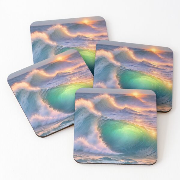 Item preview, Great wave and colorful ocean sunset 1 designed and sold by treatsntrinkets.
