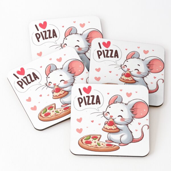 Item preview, "I love pizza" cute mouse with pizza designed and sold by Culmika.