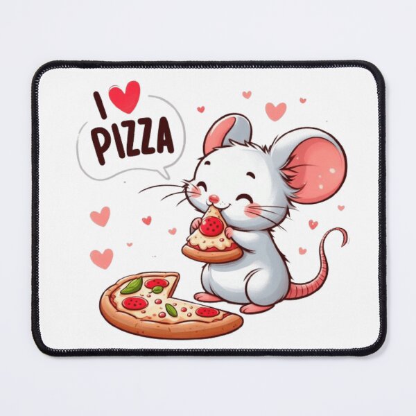 Item preview, "I love pizza" cute mouse with pizza designed and sold by Culmika.