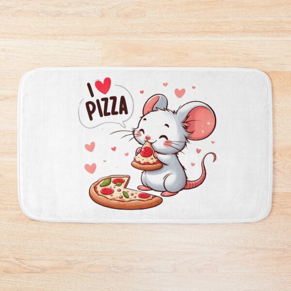 Item preview, "I love pizza" cute mouse with pizza designed and sold by Culmika.