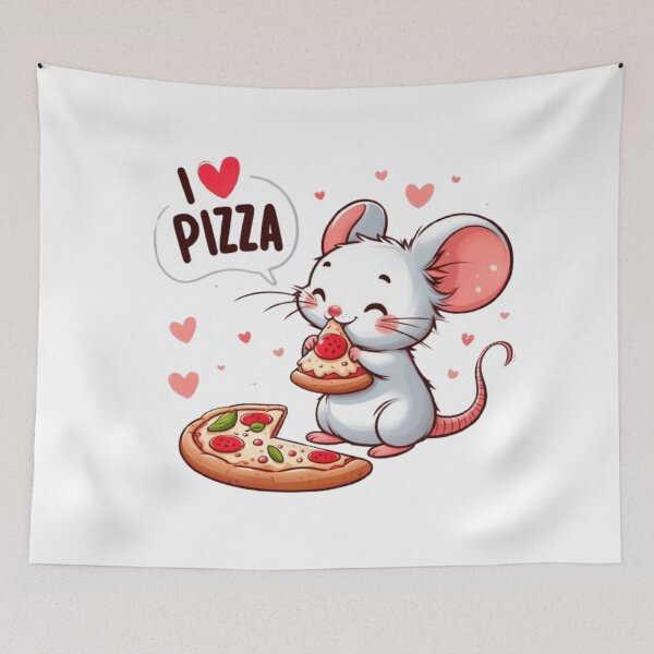Item preview, "I love pizza" cute mouse with pizza designed and sold by Culmika.