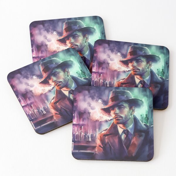 Item preview, Neo Noir Vintage Detective in Smoky Bar [Watercolor] designed and sold by RESToRAPTOR.