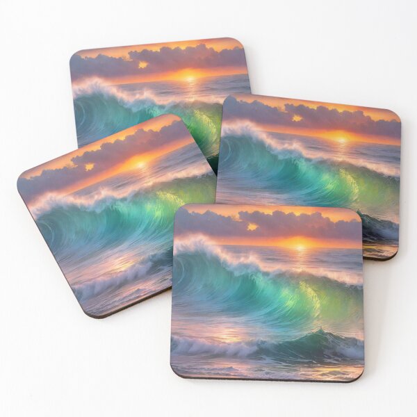 Item preview, Great wave and colorful ocean sunset 2 designed and sold by treatsntrinkets.