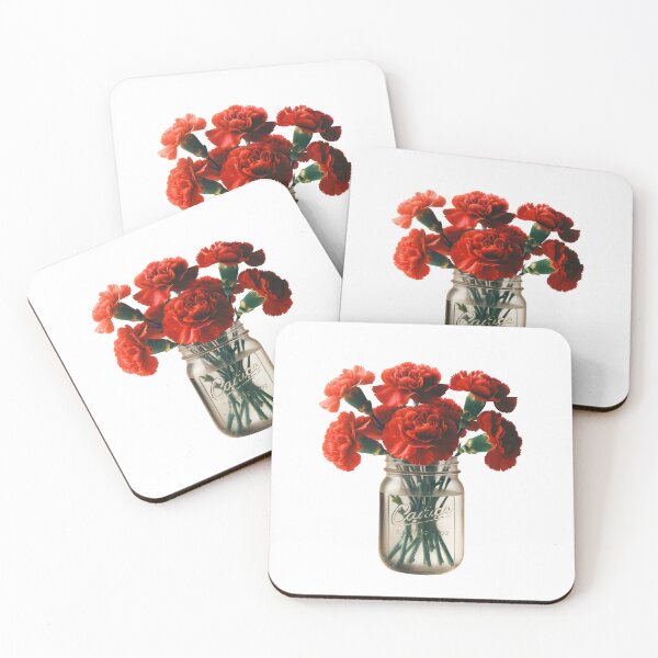 Item preview, Mason Jar with Flowers, red carnations designed and sold by Truck Stop One.