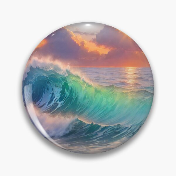 Item preview, Great wave and colorful ocean sunset 3 designed and sold by treatsntrinkets.