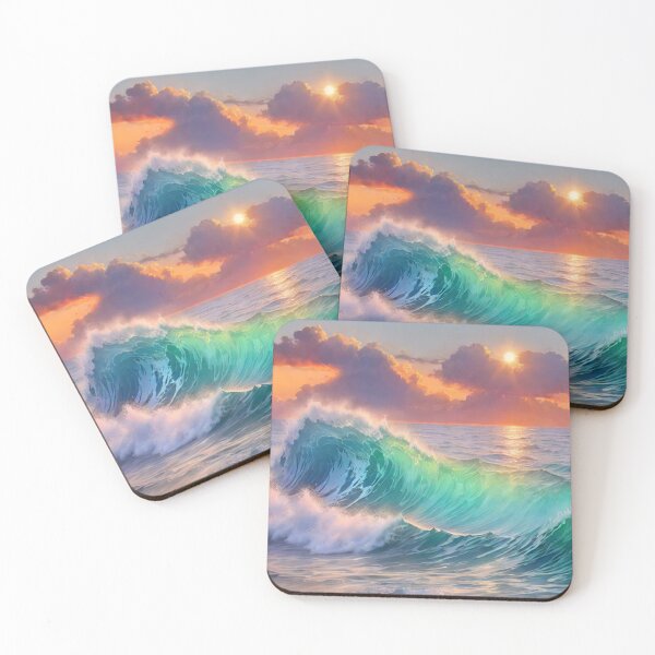 Item preview, Great wave and colorful ocean sunset 3 designed and sold by treatsntrinkets.