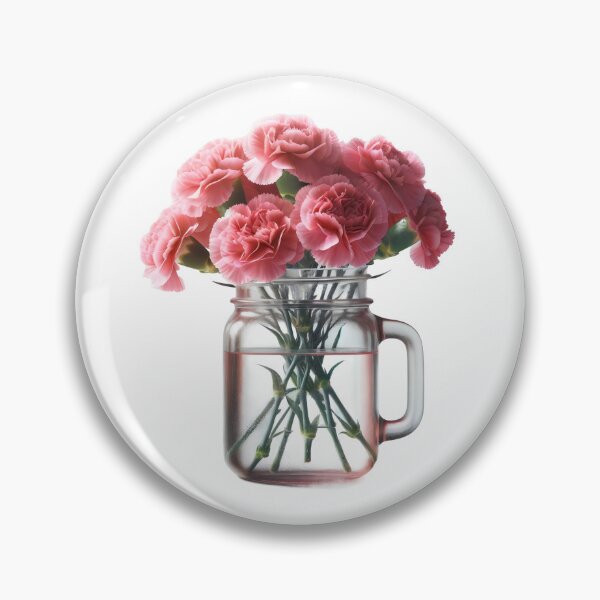 Item preview, Mason Jar with Flowers, pink carnations designed and sold by Truck Stop One.