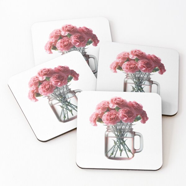 Item preview, Mason Jar with Flowers, pink carnations designed and sold by Truck Stop One.
