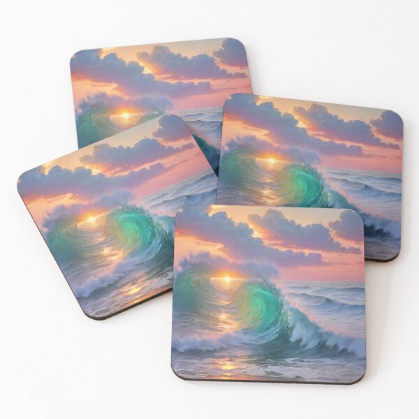Item preview, Great wave and colorful ocean sunset 4 designed and sold by treatsntrinkets.