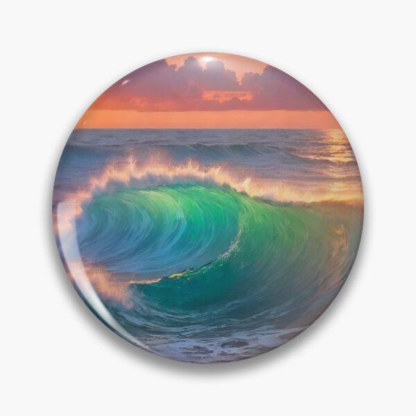 Item preview, Great wave and colorful ocean sunset 5 designed and sold by treatsntrinkets.