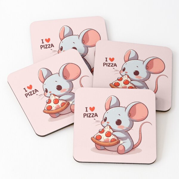 Item preview, "I love pizza" cute mouse with pizza designed and sold by Culmika.