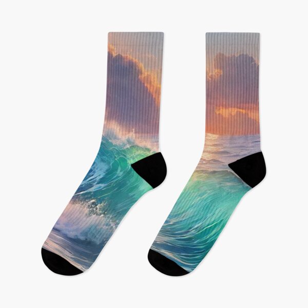 Item preview, Great wave and colorful ocean sunset 6 designed and sold by treatsntrinkets.
