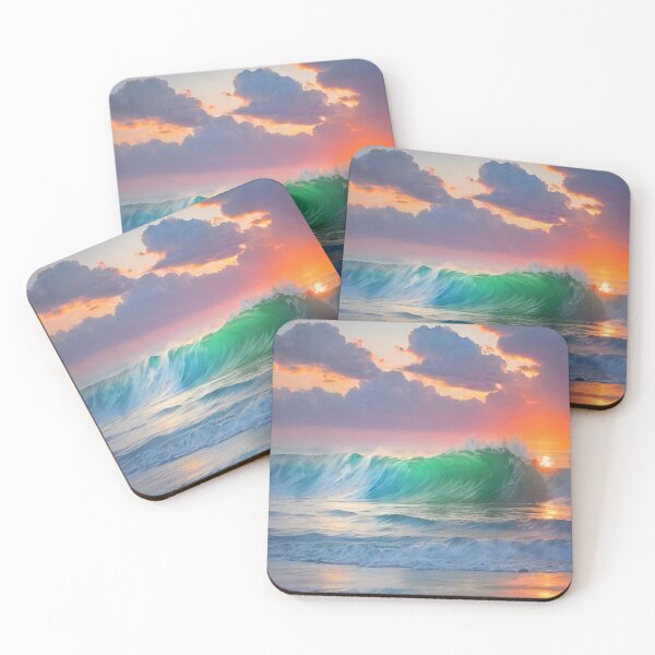 Item preview, Great wave and colorful ocean sunset 7 designed and sold by treatsntrinkets.