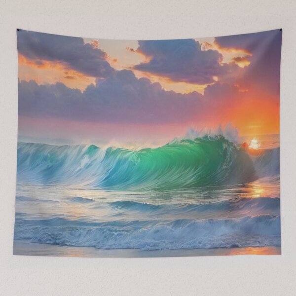 Item preview, Great wave and colorful ocean sunset 7 designed and sold by treatsntrinkets.