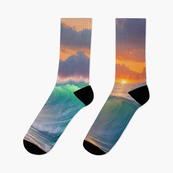 Item preview, Great wave and colorful ocean sunset 8 designed and sold by treatsntrinkets.