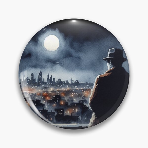 Item preview, Noir Vintage Detective on Rooftop [Watercolor] designed and sold by RESToRAPTOR.