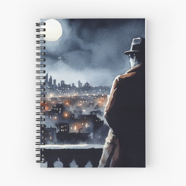 Item preview, Noir Vintage Detective on Rooftop [Watercolor] designed and sold by RESToRAPTOR.