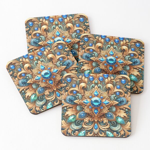 Item preview, Luxury Floral Chain Digital Art In Blue designed and sold by mymagicstoreus.